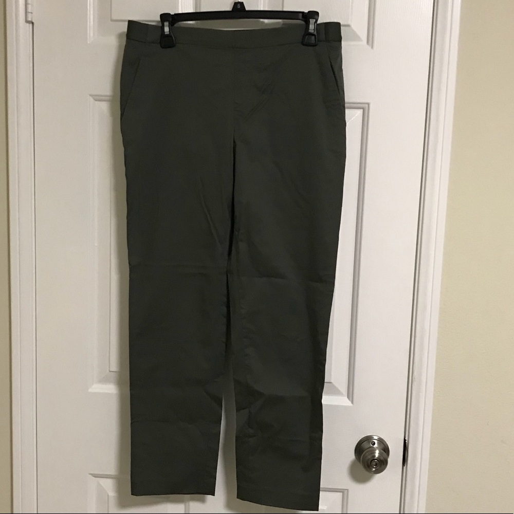 Uniqlo olive satin smart ankle pants